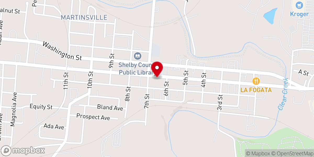 Map showing location of Shelby County Farmers' Market