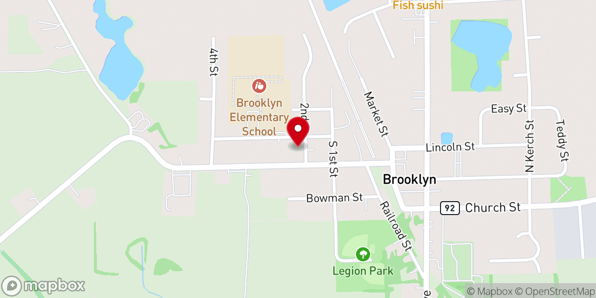 Map showing location of Brooklyn Lutheran Church