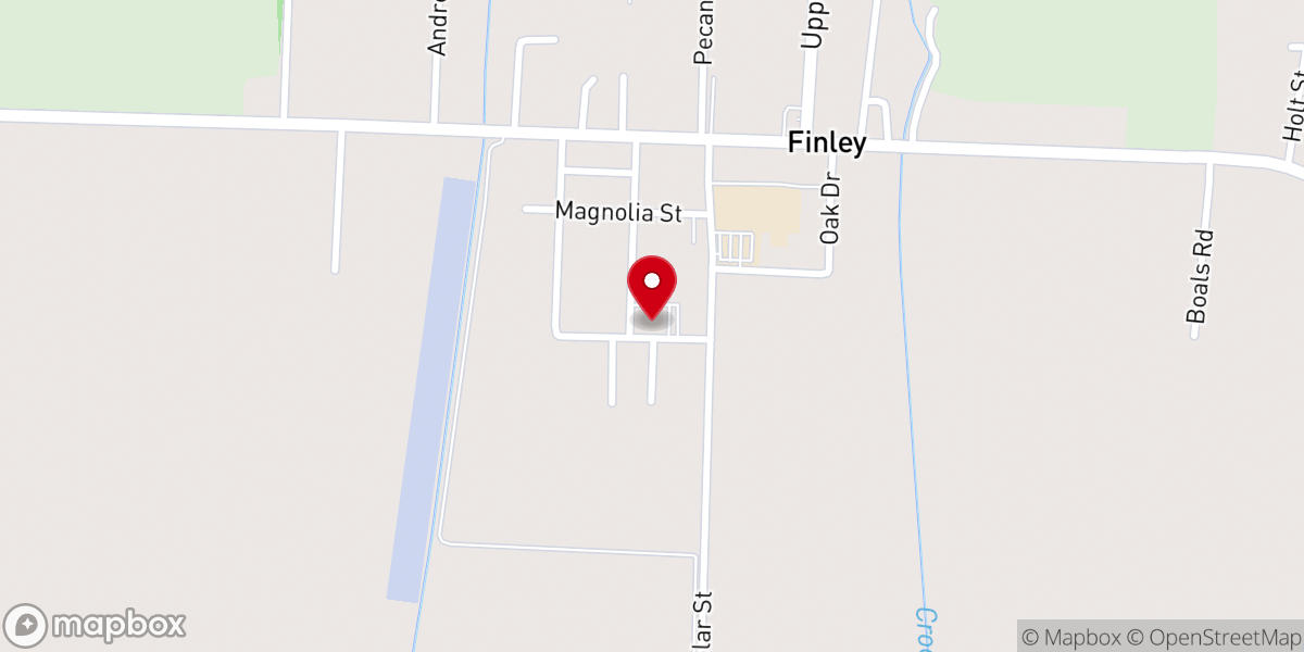 Map showing location of Finley Pentecostal Church