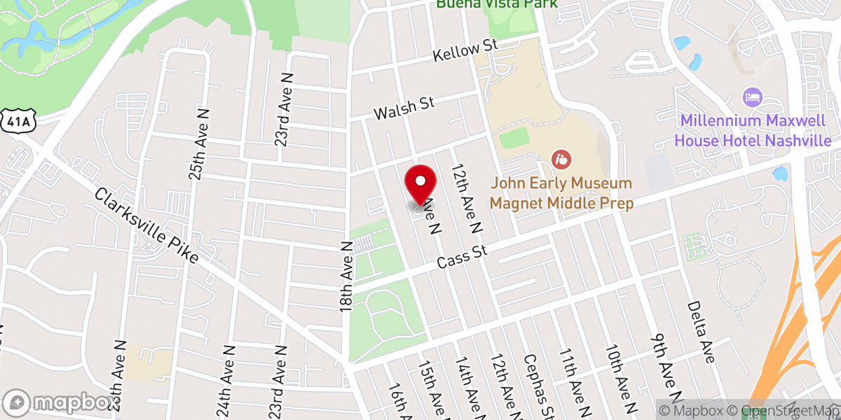 Map showing location of Fourteenth Avenue Baptist Church