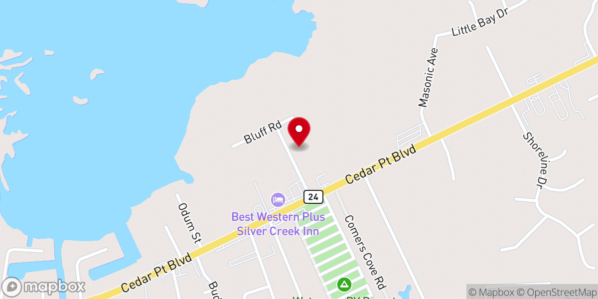 Map showing location of Cedar Point Pentecostal