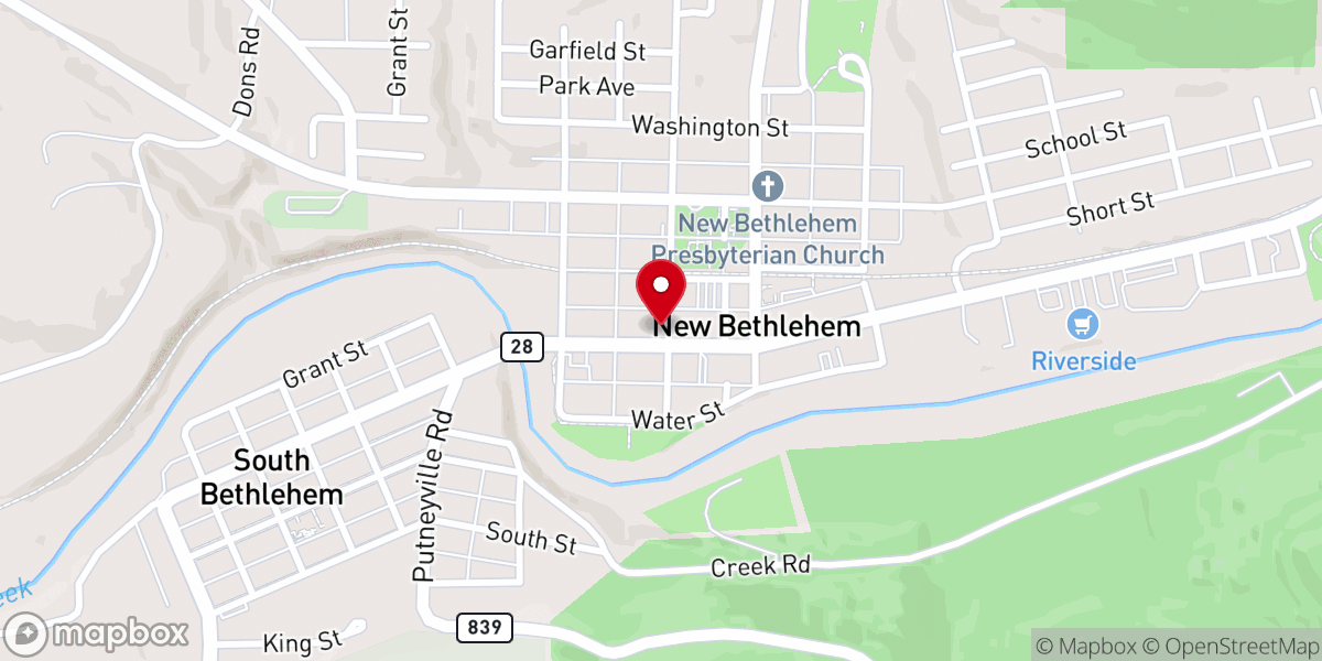 Map showing location of First Baptist Church