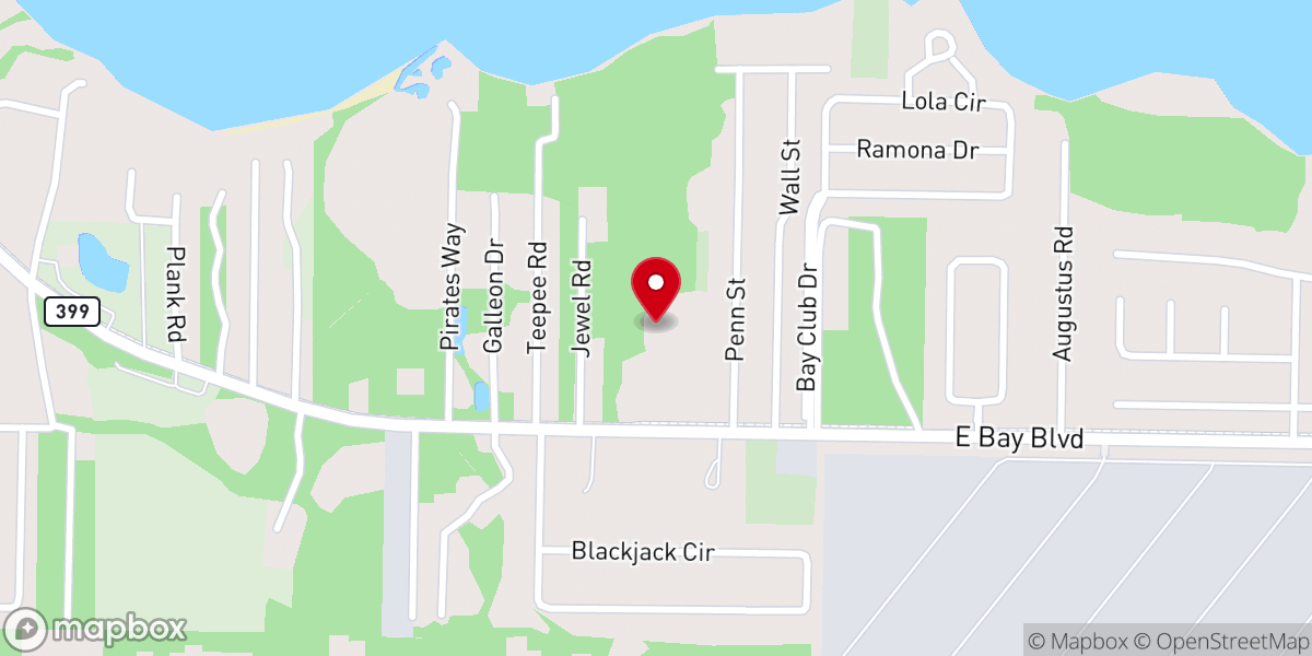 Map showing location of Gulf Pointe Chapel