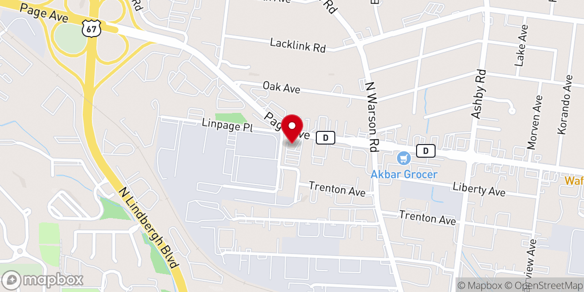 Map showing location of Overland Baptist Church