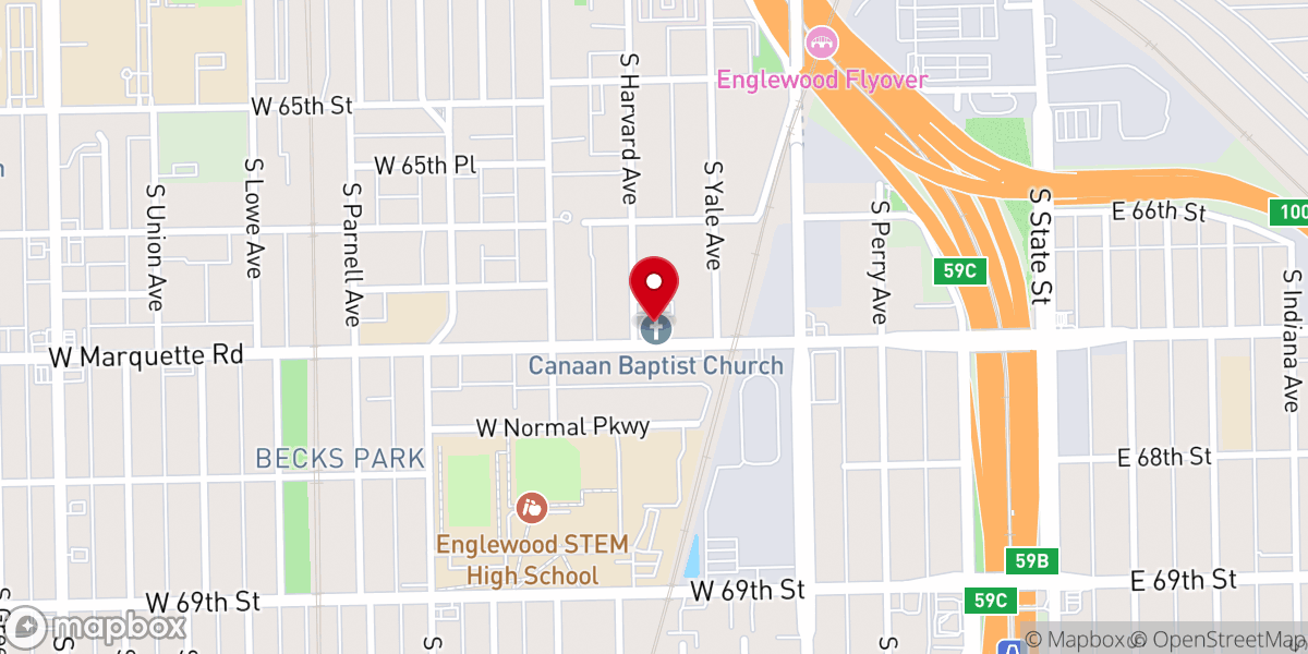 Map showing location of Canaan Baptist Church