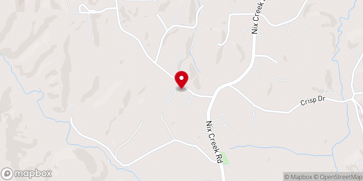 Map showing location of Nicks Creek Church