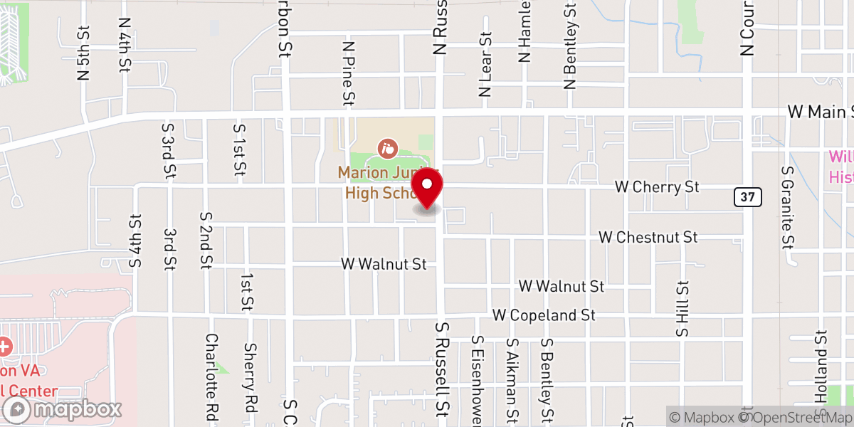 Map showing location of Second Baptist Church