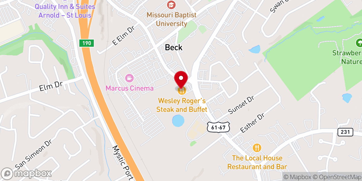 Map showing location of Wesley Roger's Steak and Buffet - Arnold MO