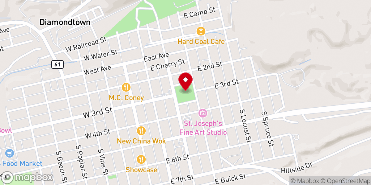Map showing location of Mount Carmel Town Park