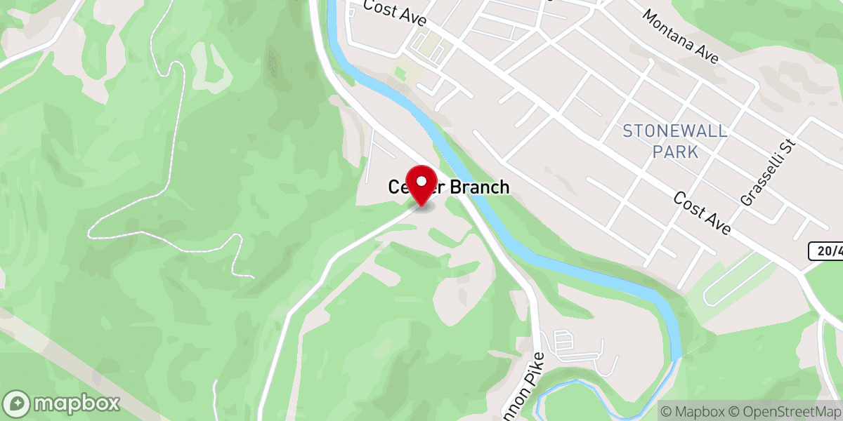 Map showing location of Center Branch Baptist Church