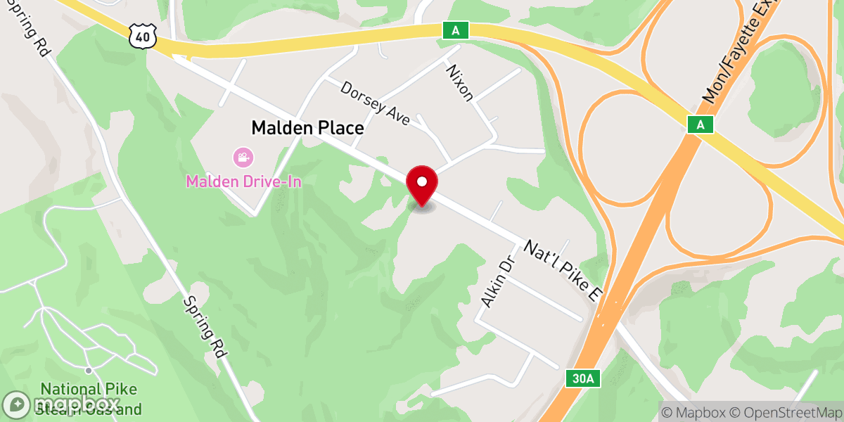 Map showing location of Malden Christian Fellowship Church