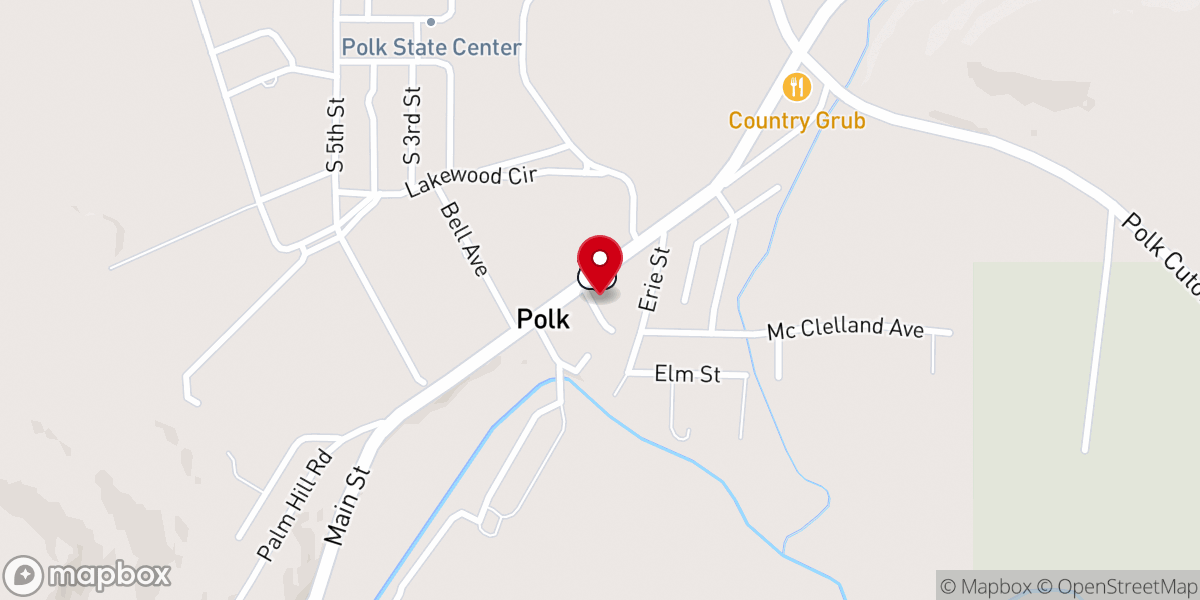Map showing location of Polk-East Grove United Methodist
