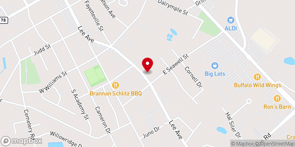 Map showing location of Christians United Outreach Center of Lee County