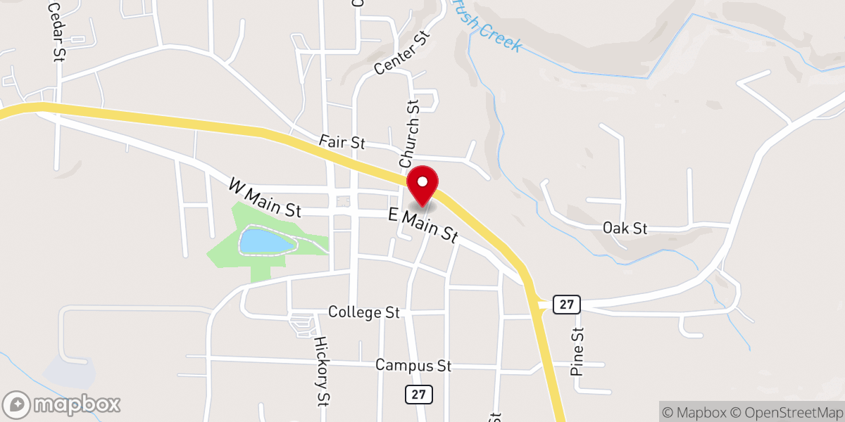 Map showing location of First Pentecostal Church of Marshall