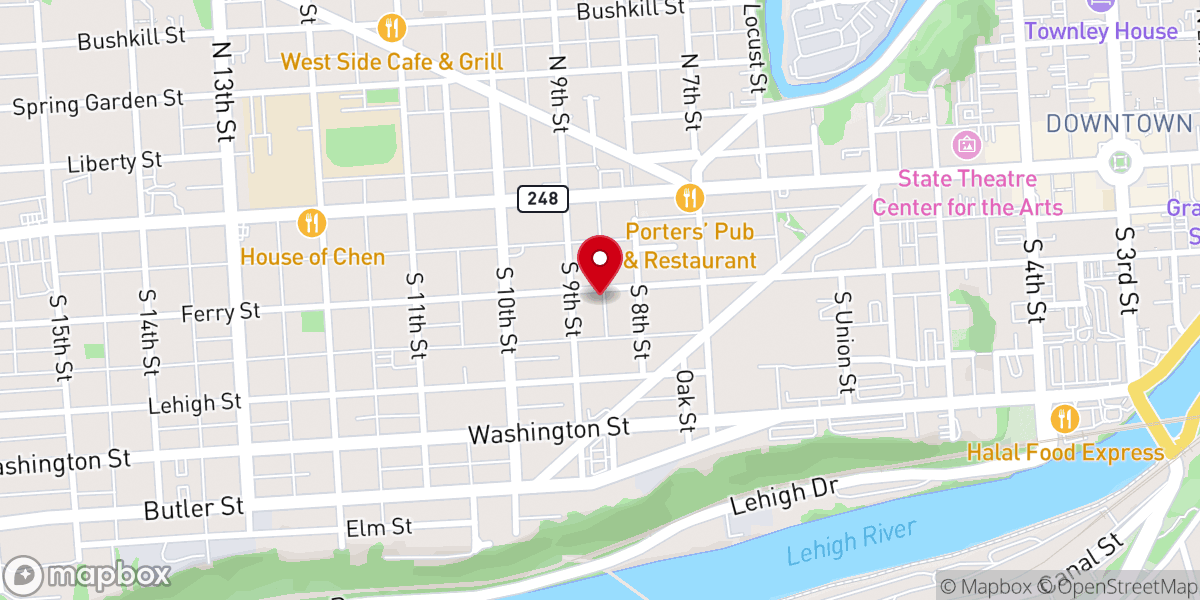 Map showing location of Holy Temple of Easton - Food Distribution Center