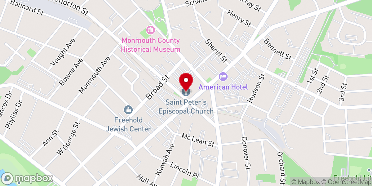 Map showing location of St. Peter's Church, Freehold