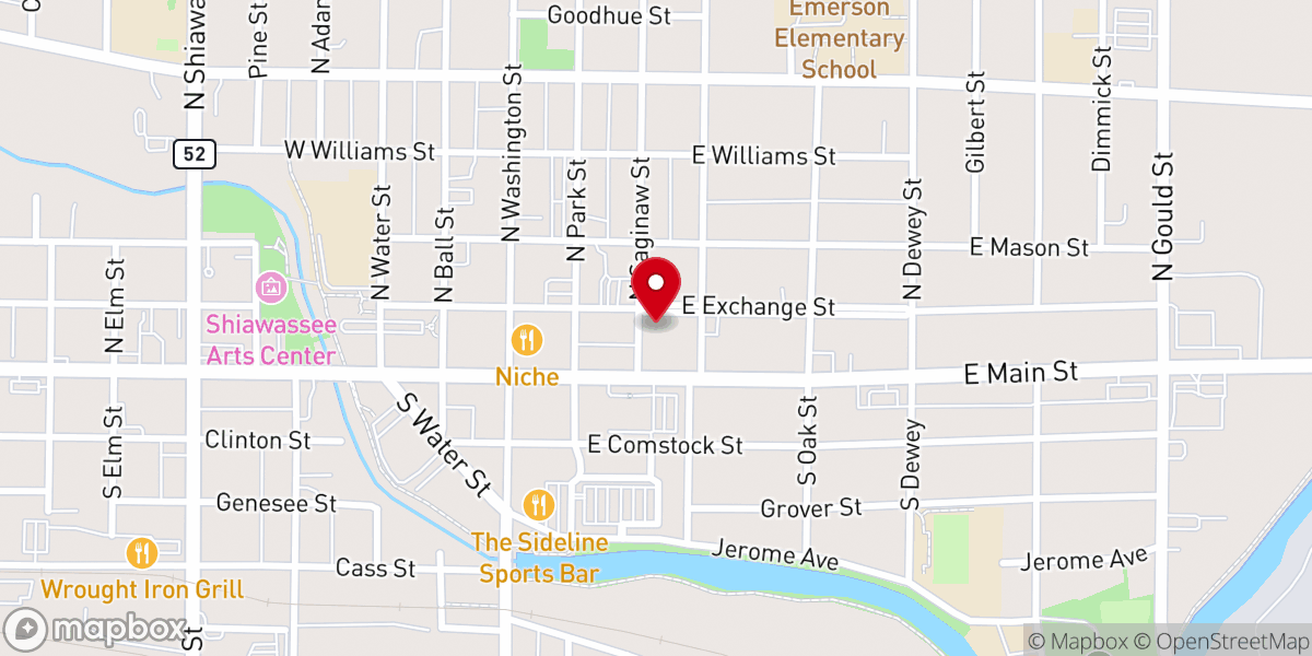 Map showing location of The Salvation Army Owosso Citadel Corps