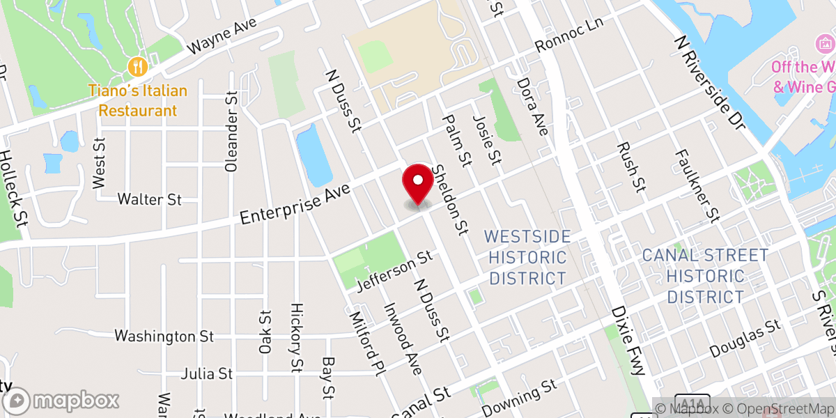 Map showing location of Mt Olive Primitive Baptist Church