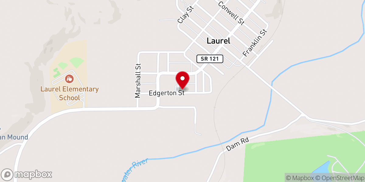 Map showing location of Laurel Pentecostal Holiness
