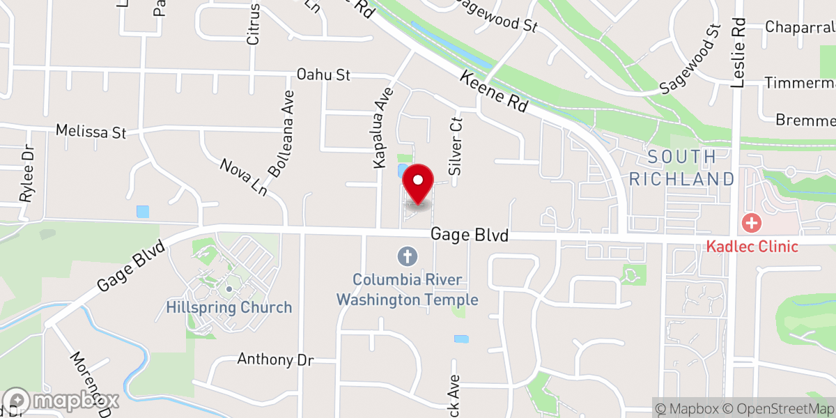 Map showing location of Korean Presbyterian Church of Central Washington