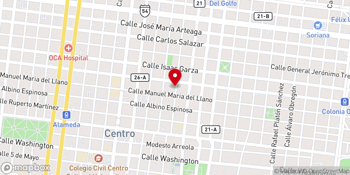 Map showing location of Templo Masónico