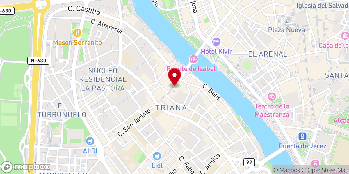 Map showing location of Barrio de Triana