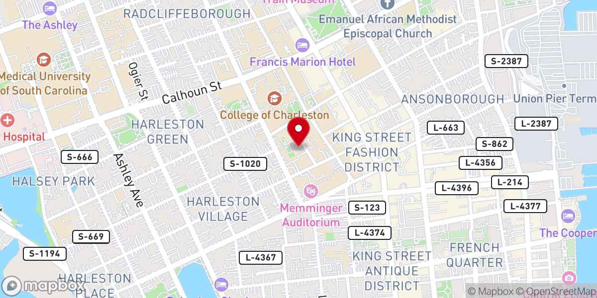 Map showing location of Mount Zion AME Church