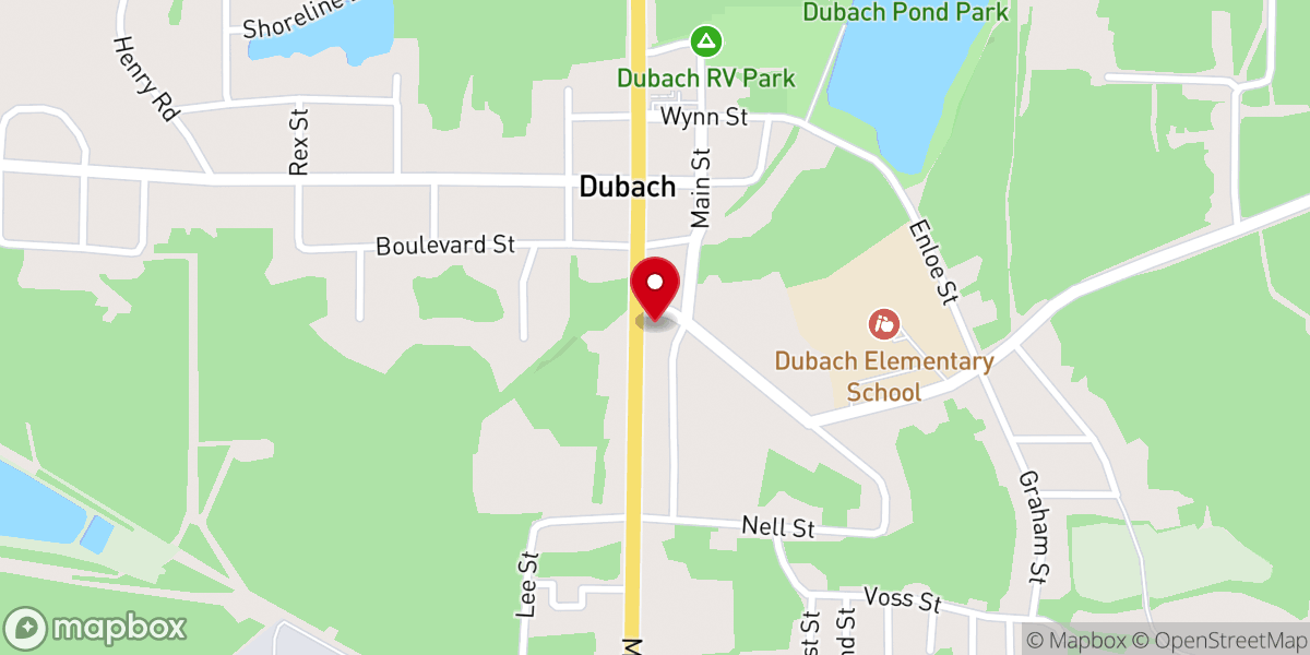 Map showing location of DUBACH TOWN HALL