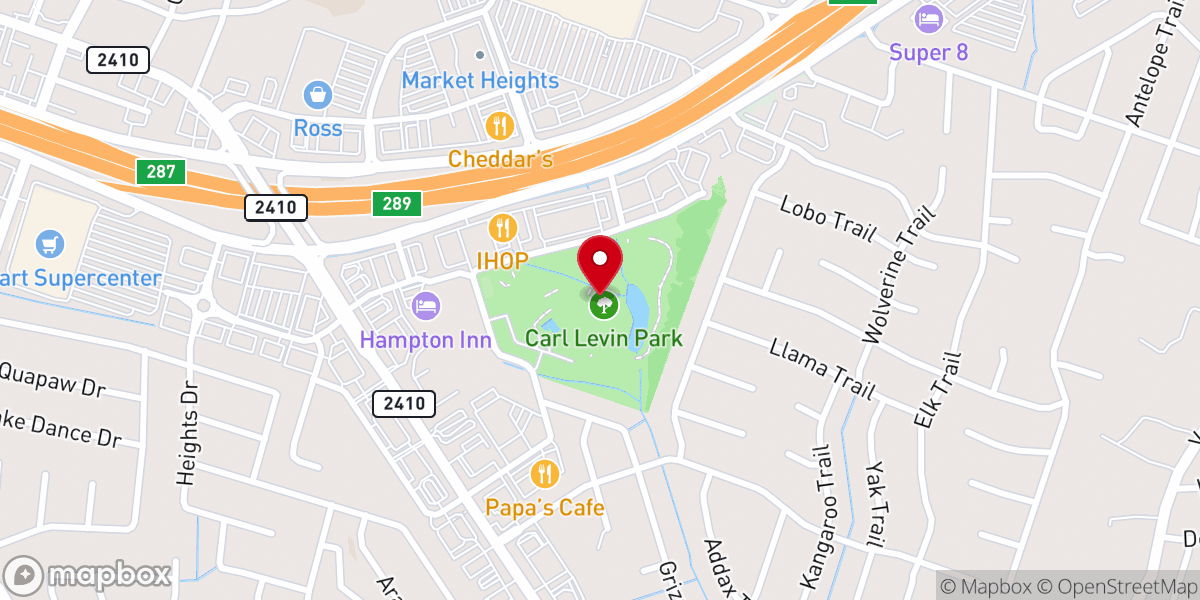 Map showing location of Carl Levin Park