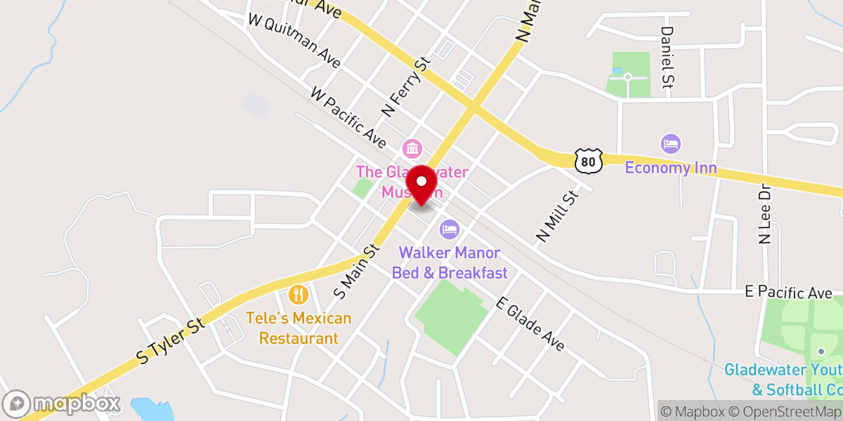 Map showing location of Gladewater Saturday Night Opry