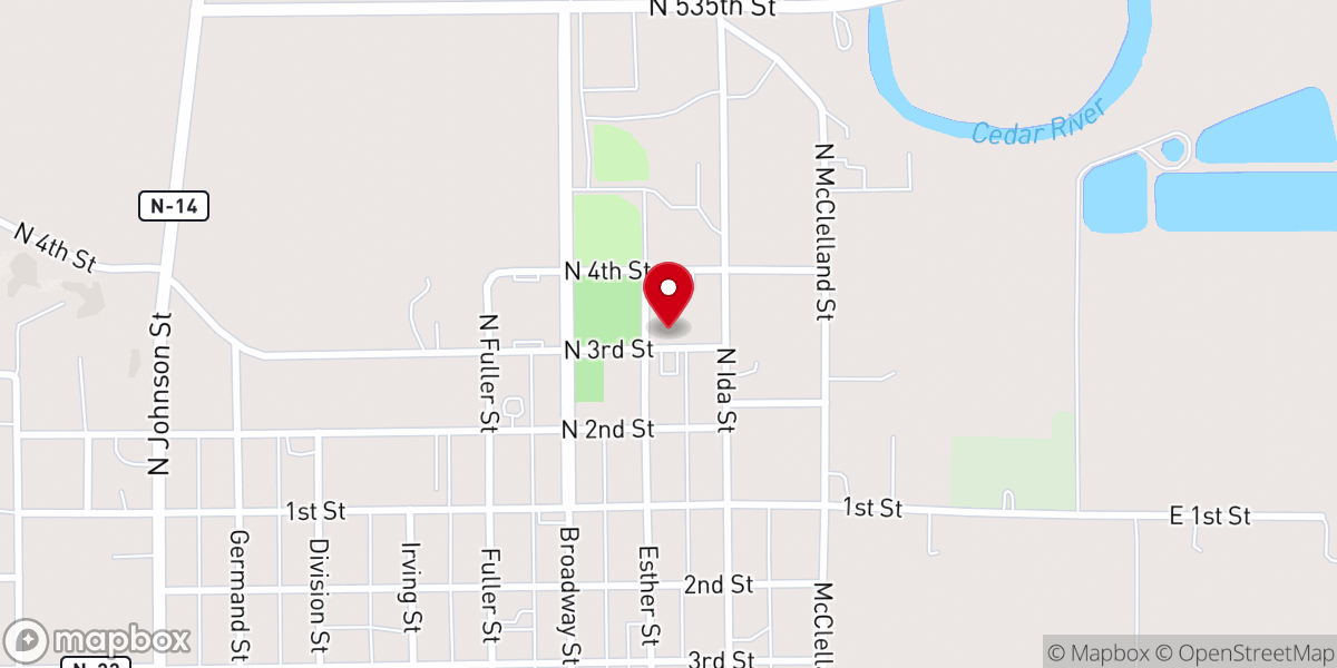 Map showing location of St Peter's Catholic Church