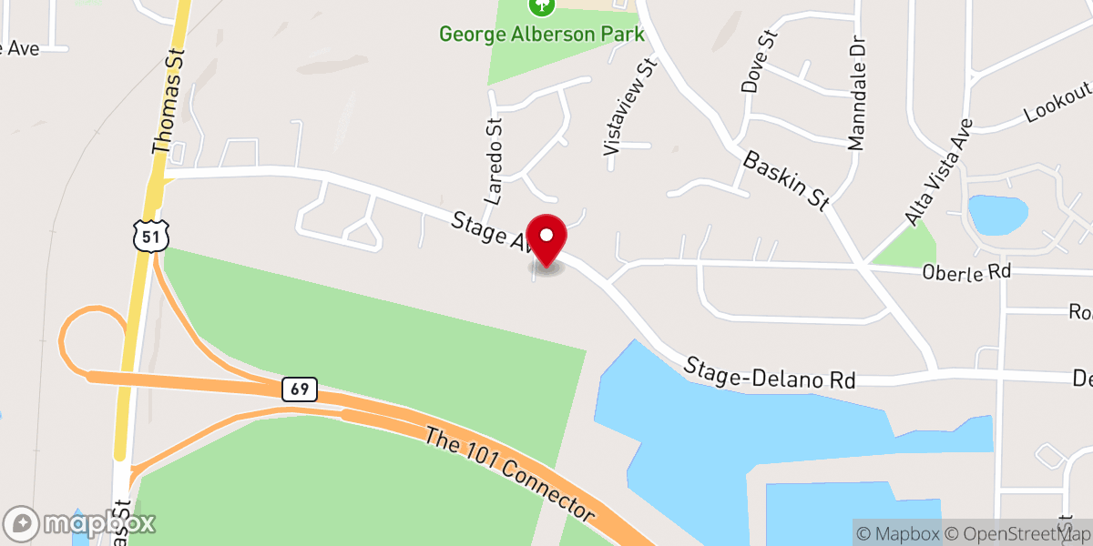 Map showing location of Greenlaw Baptist Church