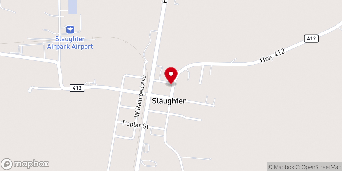 Map showing location of Slaughter United Methodist Church
