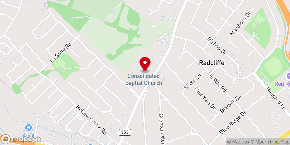 Map showing location of Consolidated Baptist Church