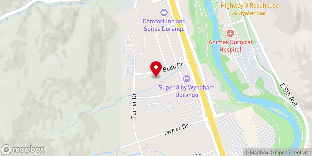 Map showing location of Durango Food Bank