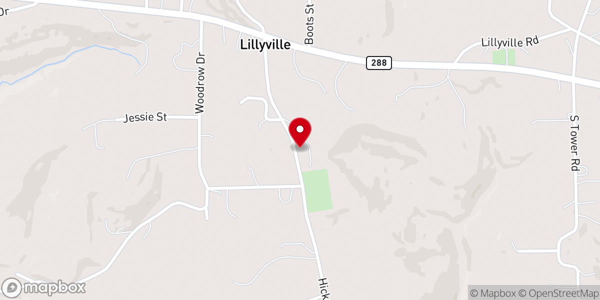 Map showing location of Lillyville Church of God