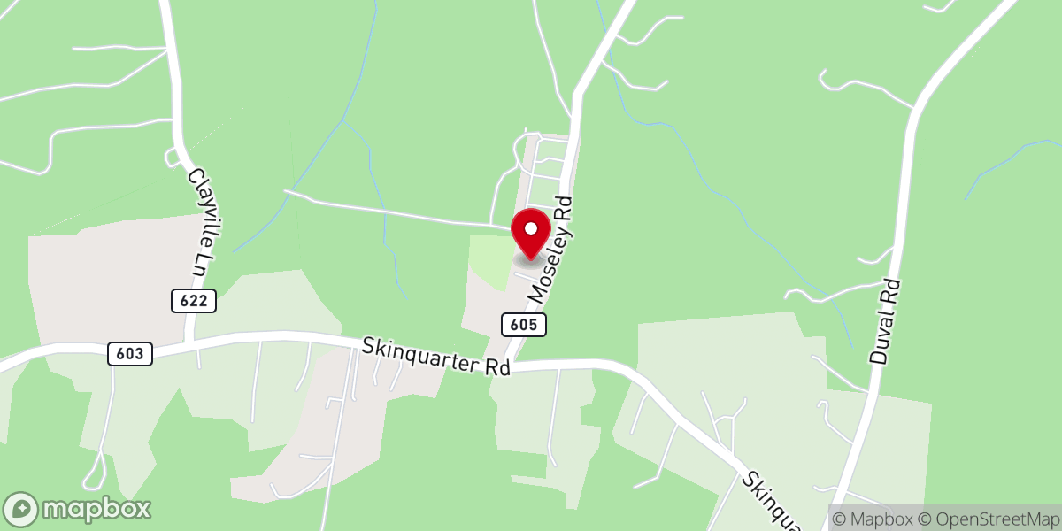 Map showing location of Skinquarter Baptist Church