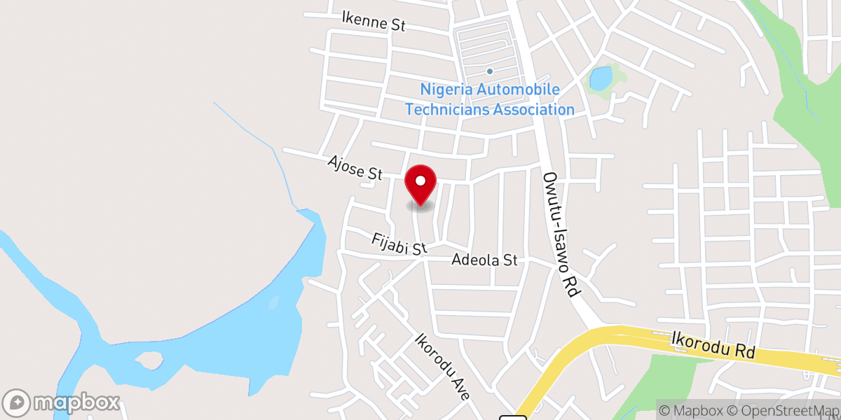 Map showing location of First Baptist Church, 1 Ogunde Street, Lajo, Ikorodu