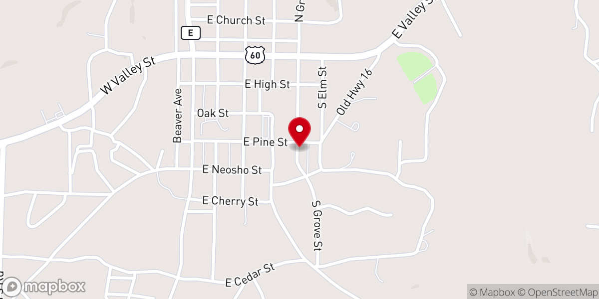 Map showing location of Church of Christ at Granby
