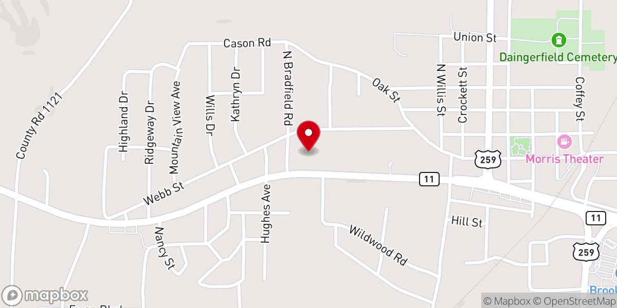 Map showing location of Daingerfield Church of Christ