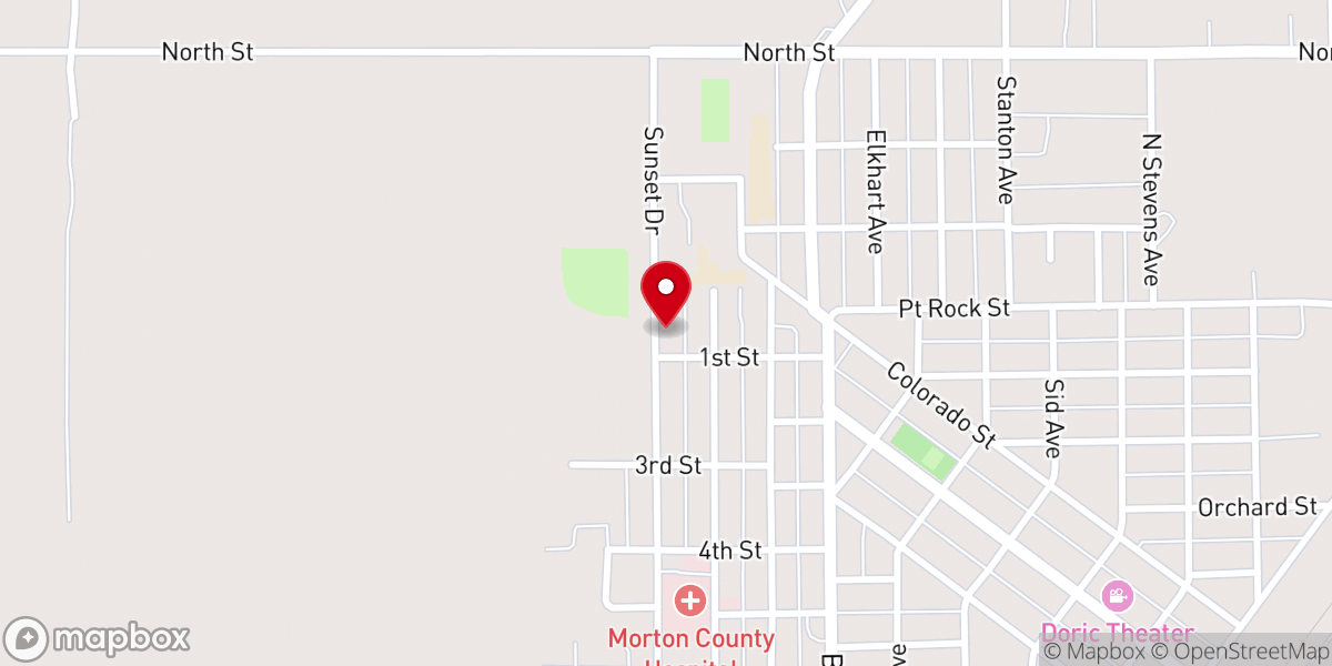 Map showing location of Hillcrest Baptist Parsonage