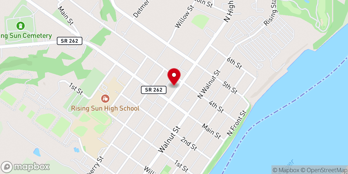 Map showing location of Rising Sun United Methodist
