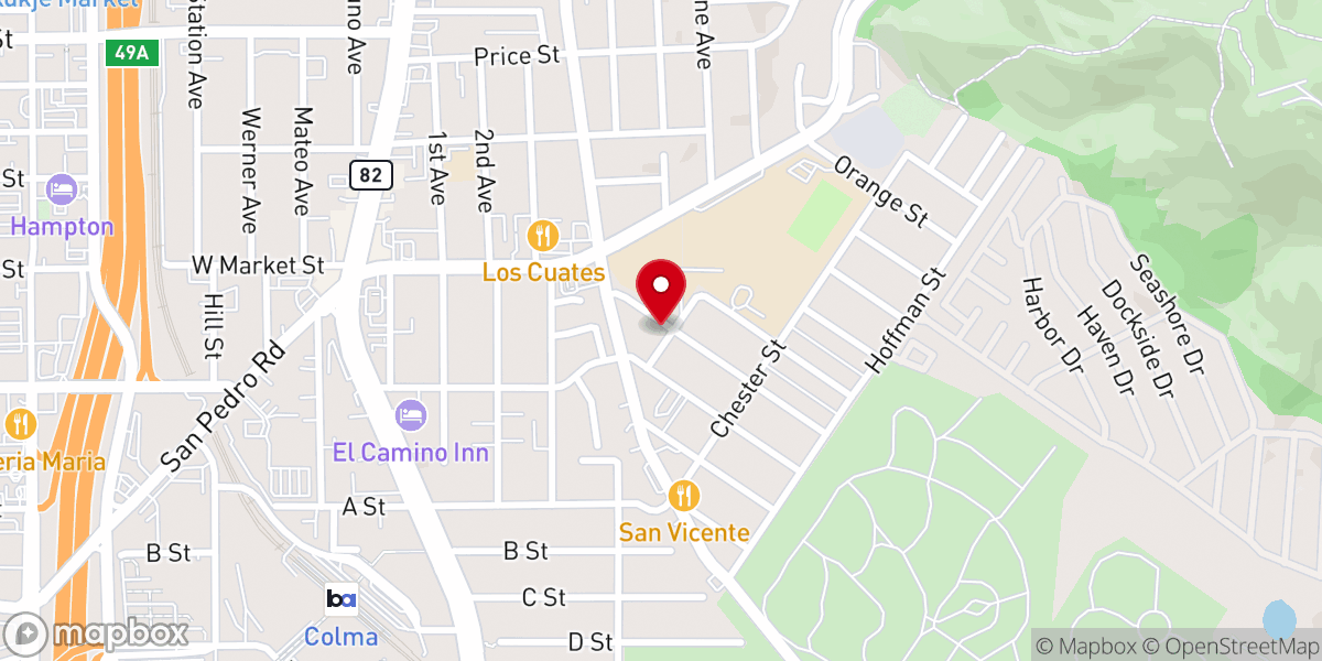 Map showing location of First Baptist Church Daly City