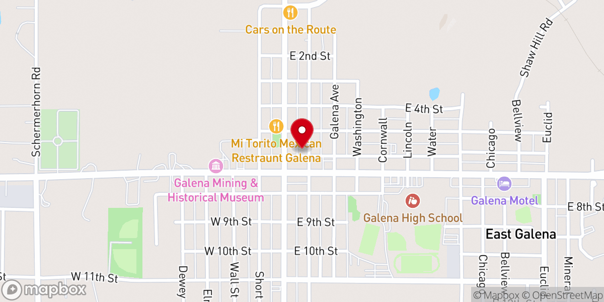 Map showing location of Galena United Methodist Church