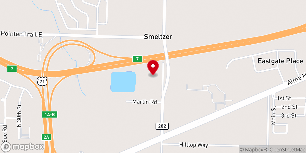 Map showing location of Living Word Baptist Church