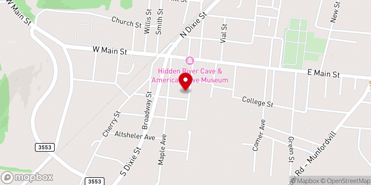 Map showing location of Horse Cave Church of Christ