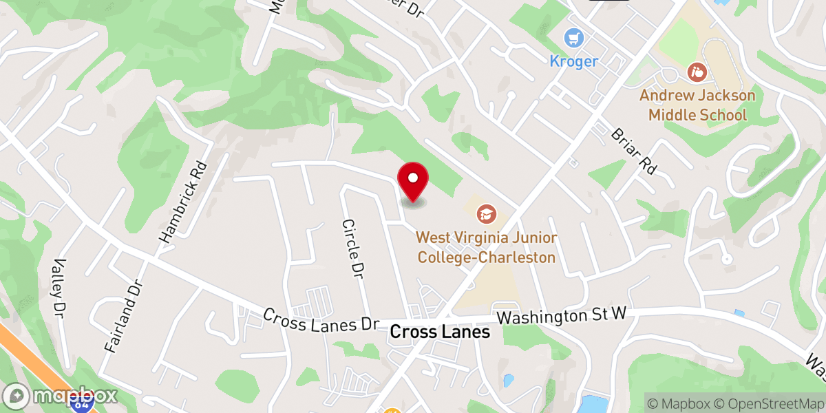 Map showing location of Cross Lanes United Methodist Church