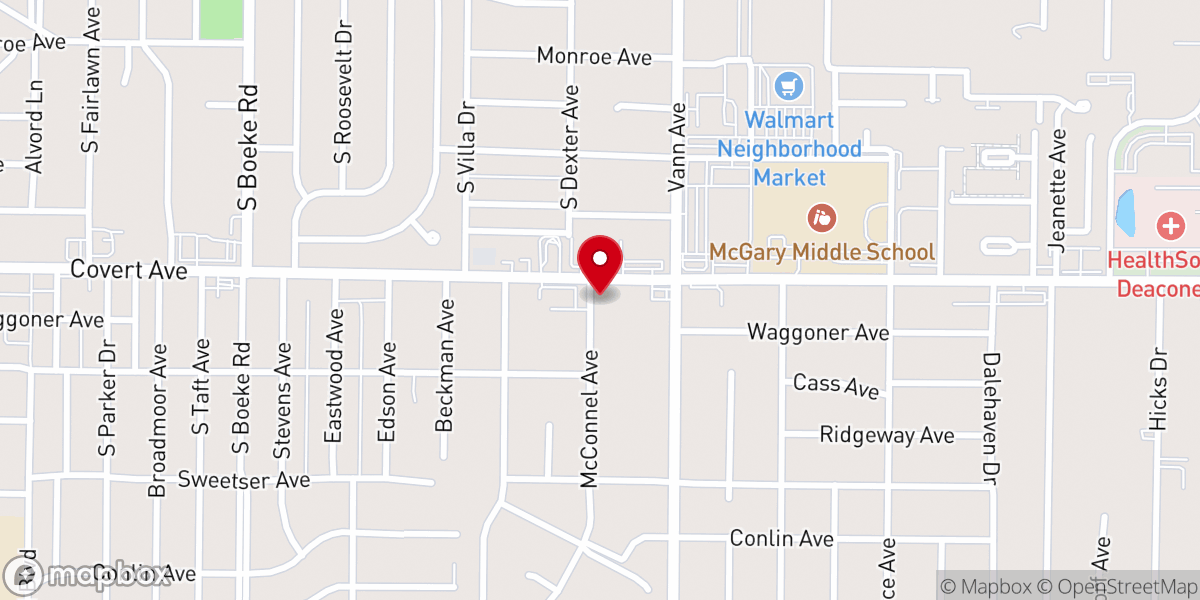 Map showing location of Covert Avenue Baptist Church