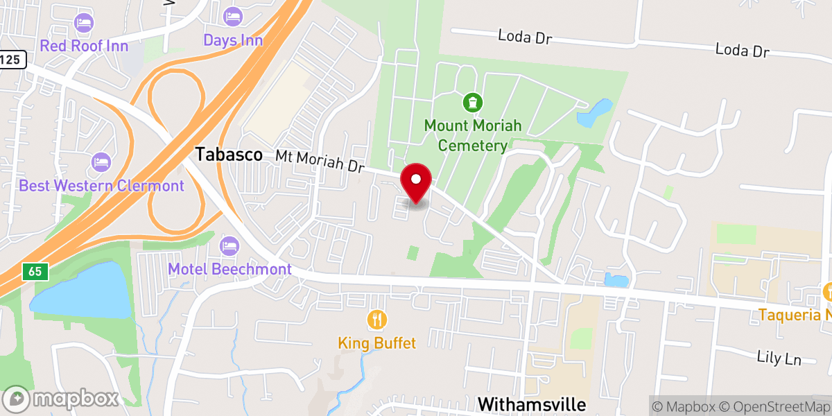 Map showing location of Mt. Moriah United Methodist Church