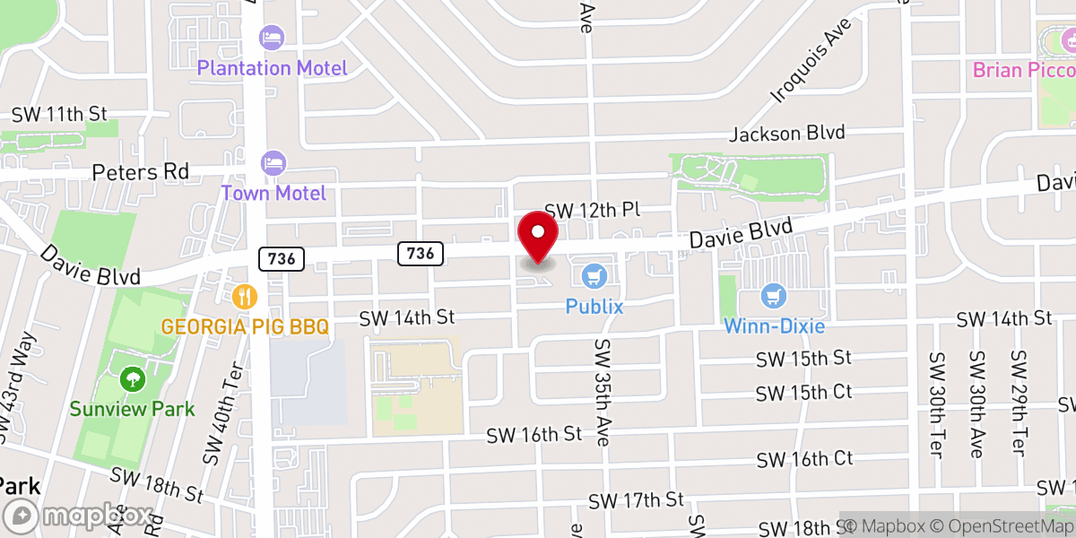 Map showing location of Sunset Presbyterian Church